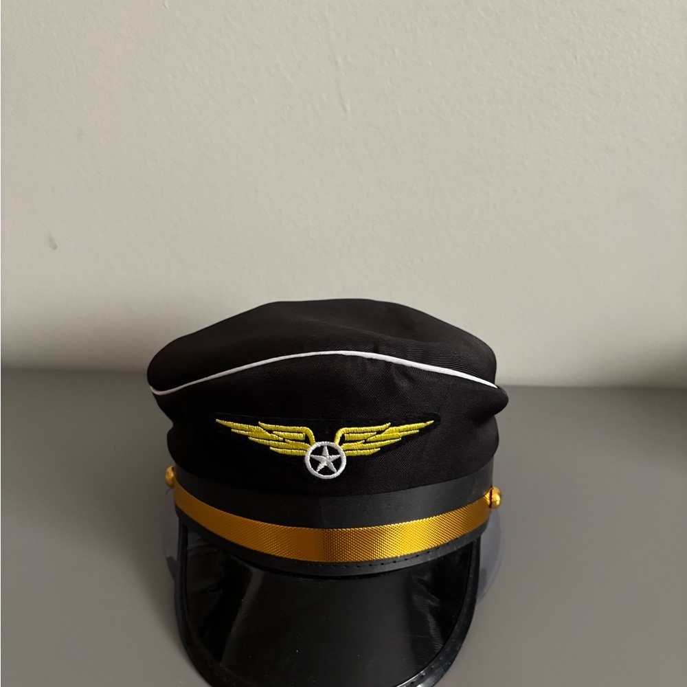 Pilot Style Black and Gold Cap